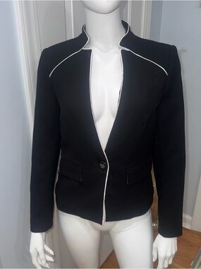 White House Black Market Black Blazer with White Trim
